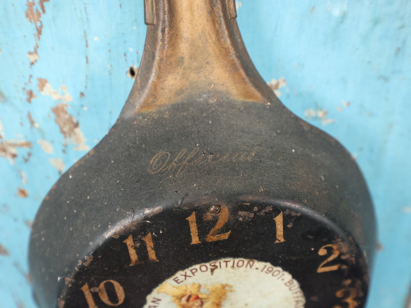 Lot 035 - Official Pan-American Exposition, 1901, Buffalo, New York Frying Pan Souvenir Clock, Manufactured By Chouffel Jewelry, Not Working