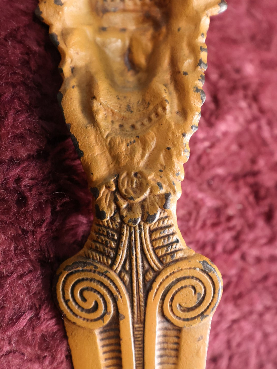 Lot 036 - Antique Native American Chief Head Cast Metal Letter Opener With Snake Motif