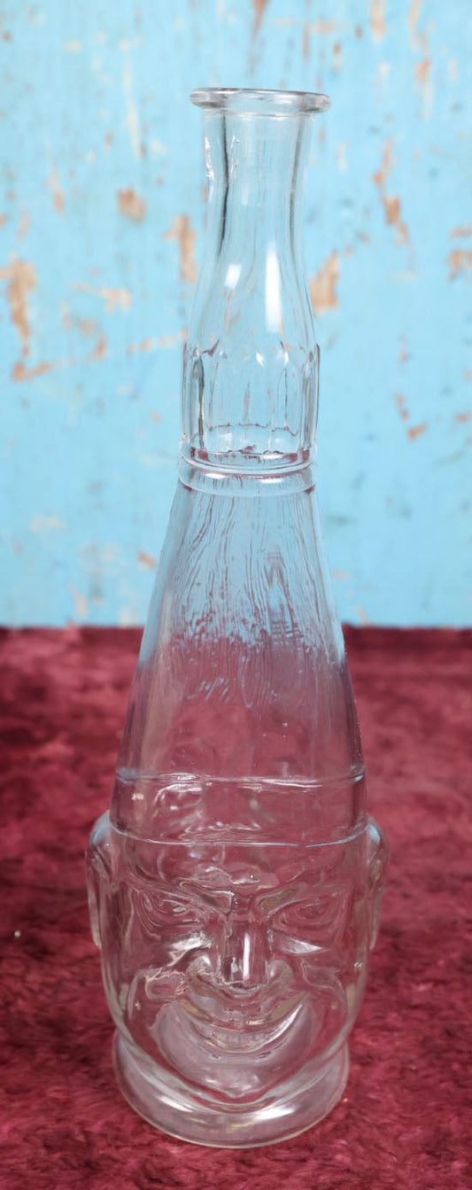 Lot 042 - Antique Novelty "Two-Face" Character Bottle With Angry Face On One Side, Smiling Face On The Other, Clear Glass