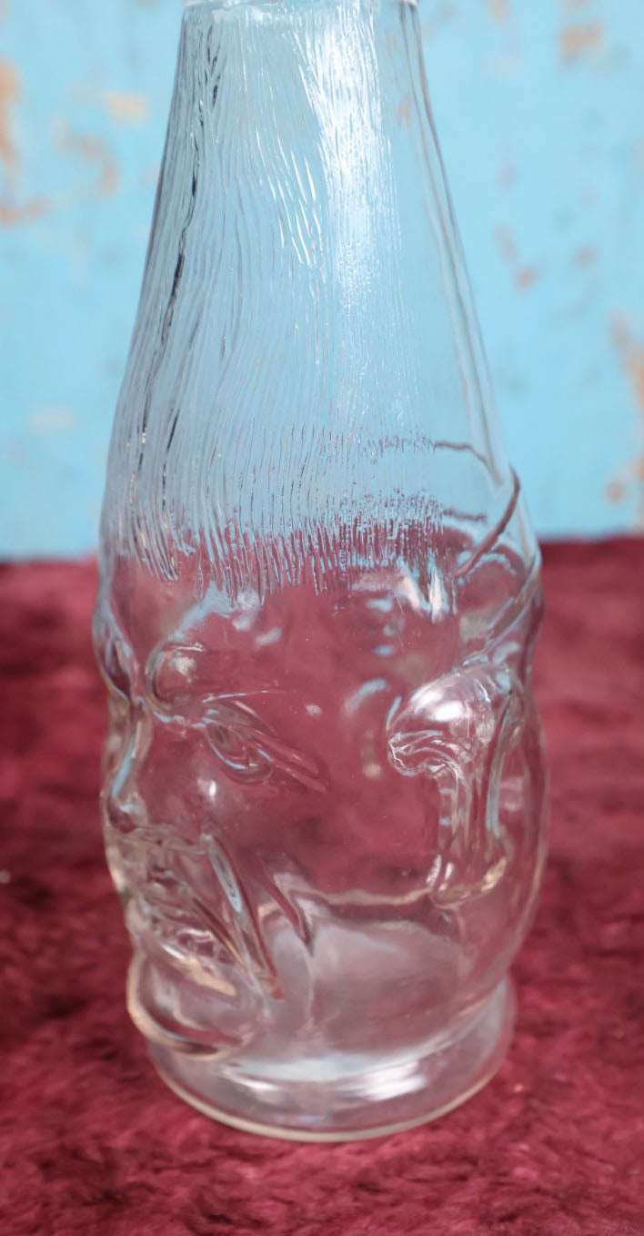 Lot 042 - Antique Novelty "Two-Face" Character Bottle With Angry Face On One Side, Smiling Face On The Other, Clear Glass