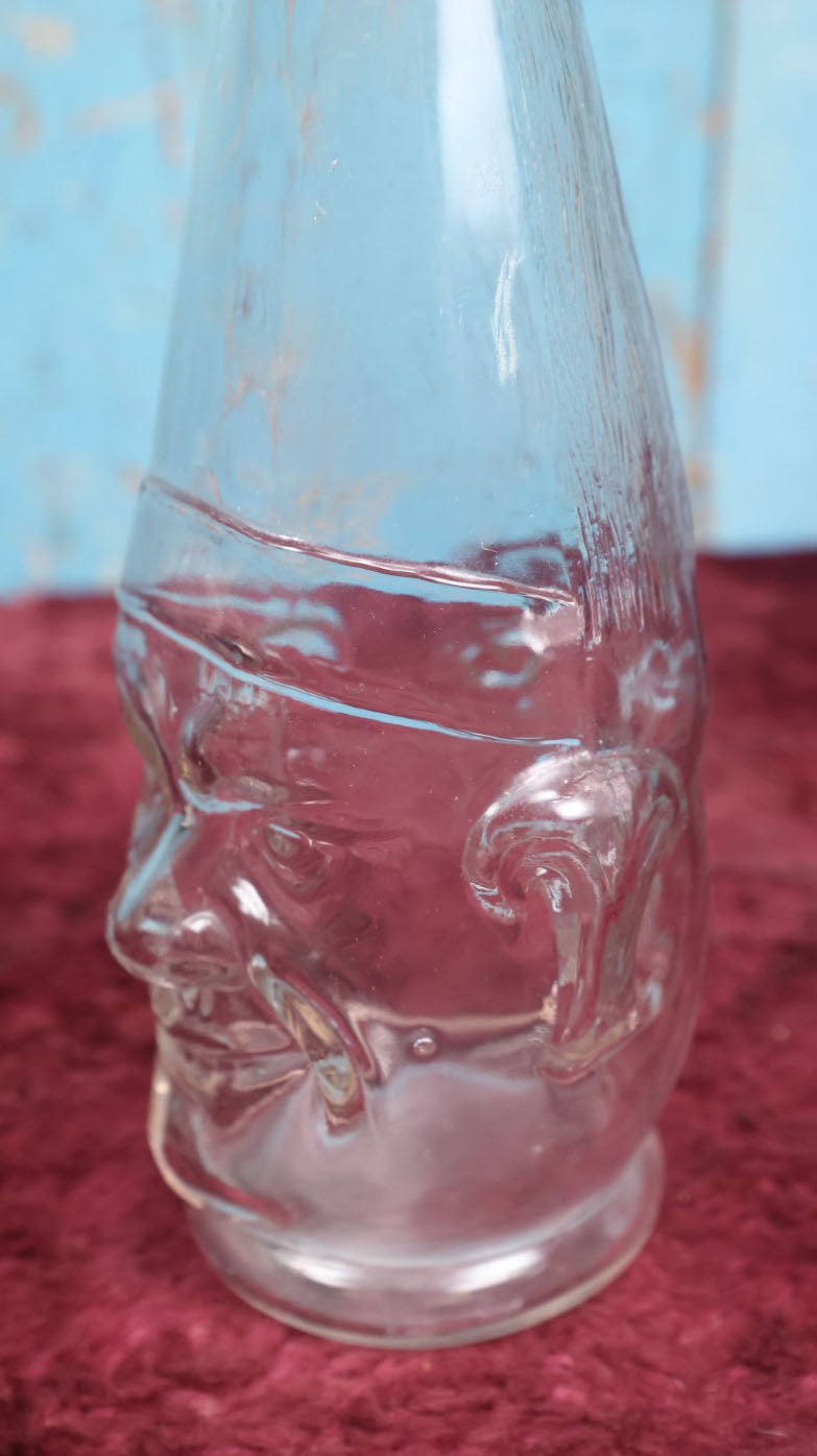 Lot 042 - Antique Novelty "Two-Face" Character Bottle With Angry Face On One Side, Smiling Face On The Other, Clear Glass