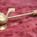 Lot 047 - Vintage Indian Brass Bird Candle Snuffer With Carved Wood Handle, Marked Sarna Brass, India, 143 T
