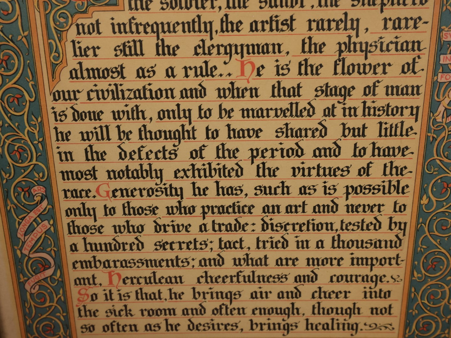 Lot 049 - Antique "Eulogy Of The Doctor" Lithographed Poem By Robert Louis Stevenson, With Skull And Other Motifs