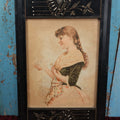 Lot 051 - Antique Ebonized Etched Eastlake Frame With Print Of Young Girl