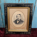 Lot 052 - Antique Ebonized Etched Eastlake Frame With Paint And Pastel Touched Up Photo Of Man