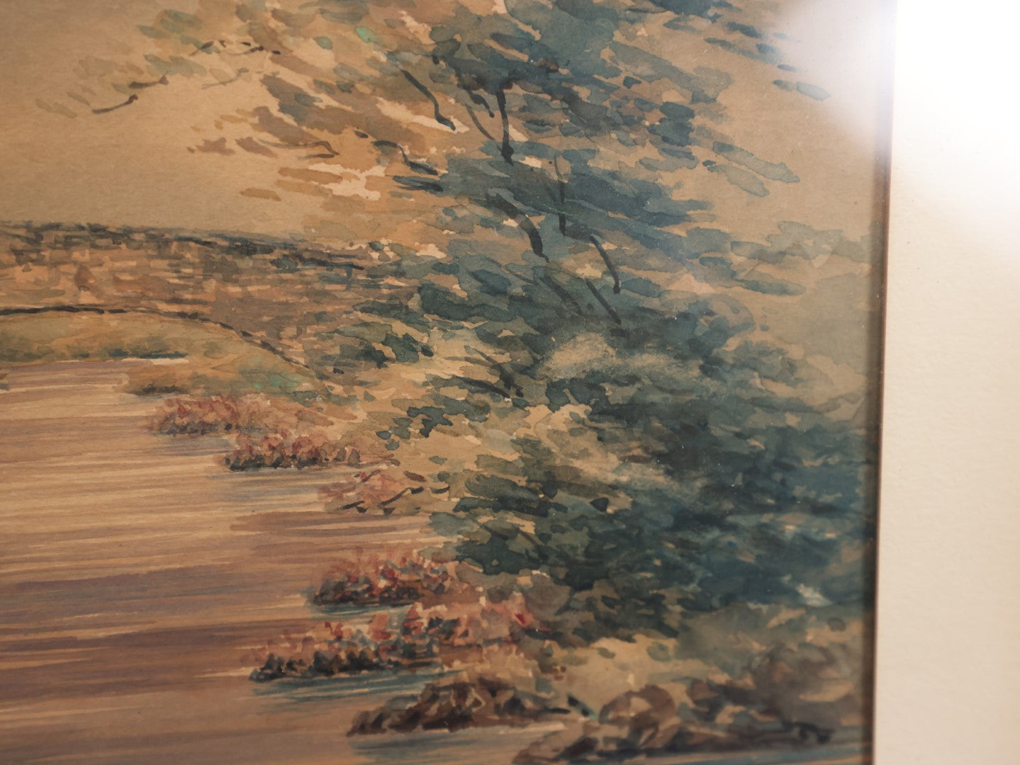 Lot 054 - Antique Original Watercolor Painting Of A Bridge Over A River With Foliage, Artist Signed A.F. Bird