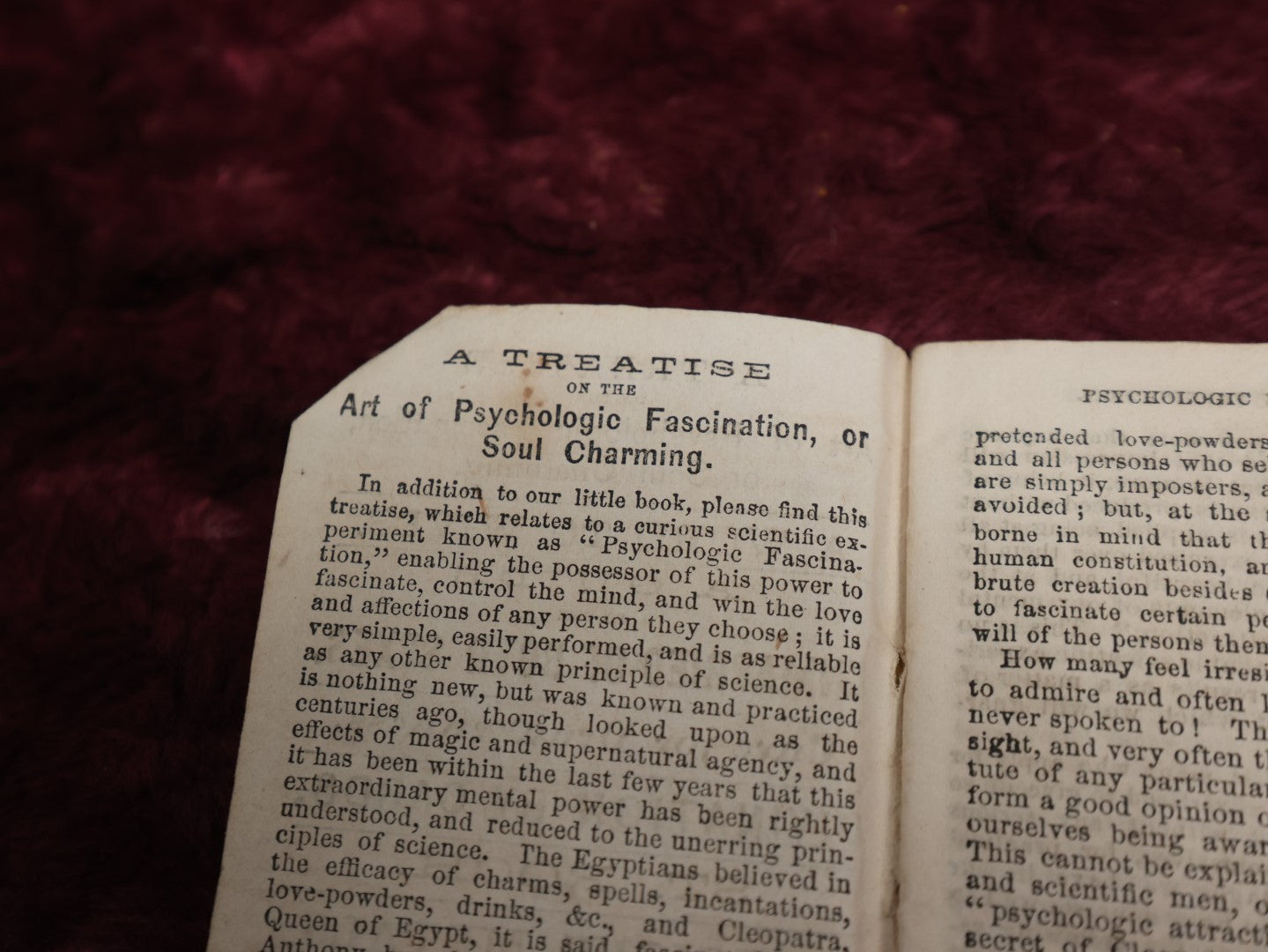 Lot 056 - "A Treatise On The Art Of Psychological Fascination, Or Soul Charming," Esoteric Antique Booklet By T. William & Co. Covering Divination By Cards, Charms And Incantations, Alchemy, And More