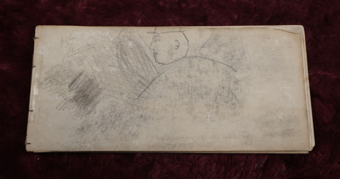 Lot 057 - Antique Sketchbook Signed John Thomas Featuring Many Whimsical Pencil Sketches Of People And Characters