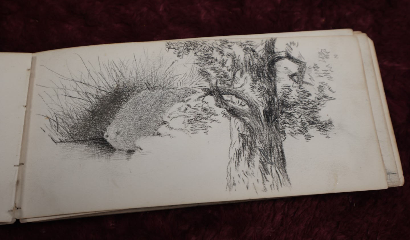 Lot 057 - Antique Sketchbook Signed John Thomas Featuring Many Whimsical Pencil Sketches Of People And Characters