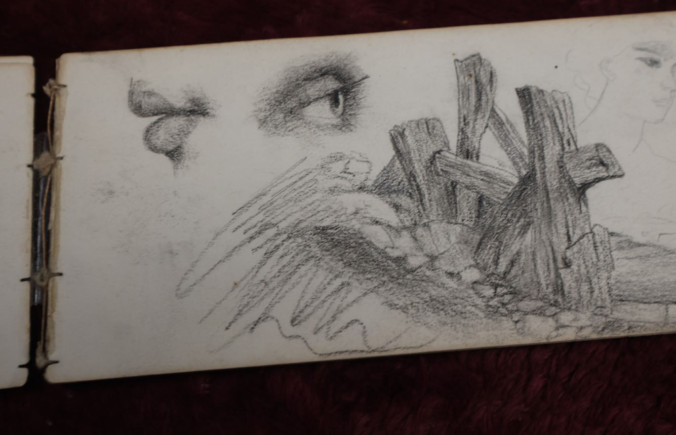 Lot 057 - Antique Sketchbook Signed John Thomas Featuring Many Whimsical Pencil Sketches Of People And Characters