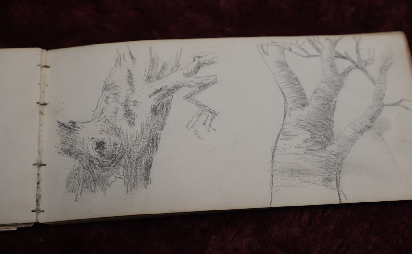 Lot 057 - Antique Sketchbook Signed John Thomas Featuring Many Whimsical Pencil Sketches Of People And Characters