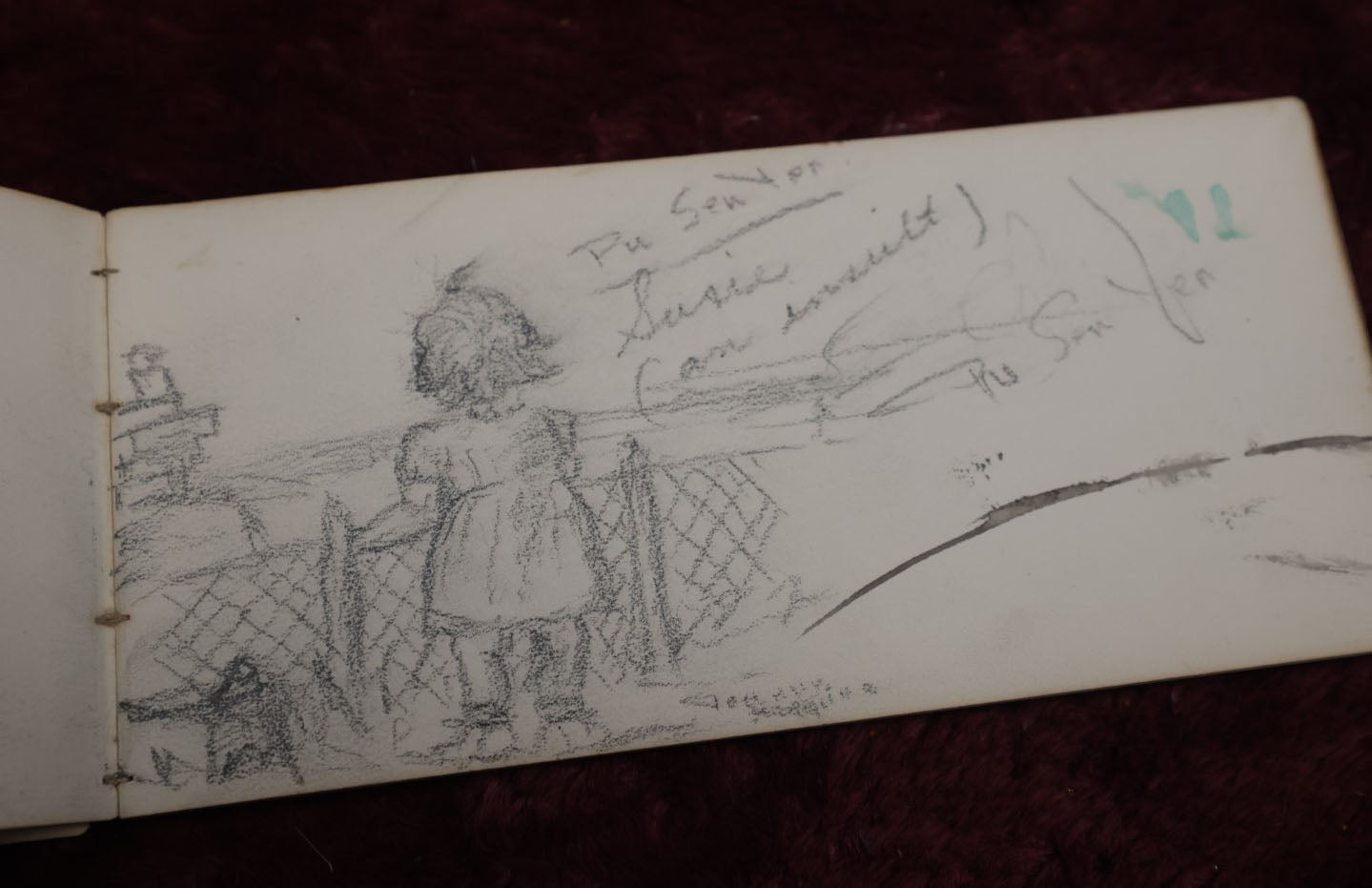 Lot 057 - Antique Sketchbook Signed John Thomas Featuring Many Whimsical Pencil Sketches Of People And Characters