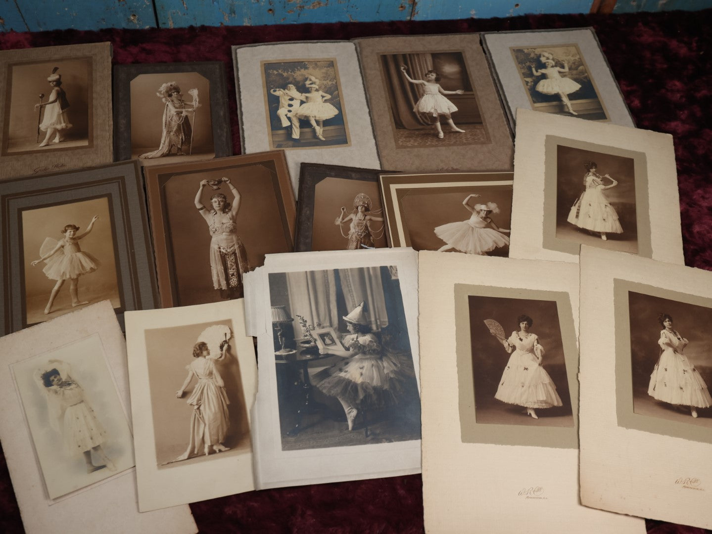 Lot 064 - Important Early 20th Century Collection Of Fifteen Larger Size Boarded And Foldered Photographs Of Costumed Women Dancers, Mostly Photographed In Manchester, New Hampshire