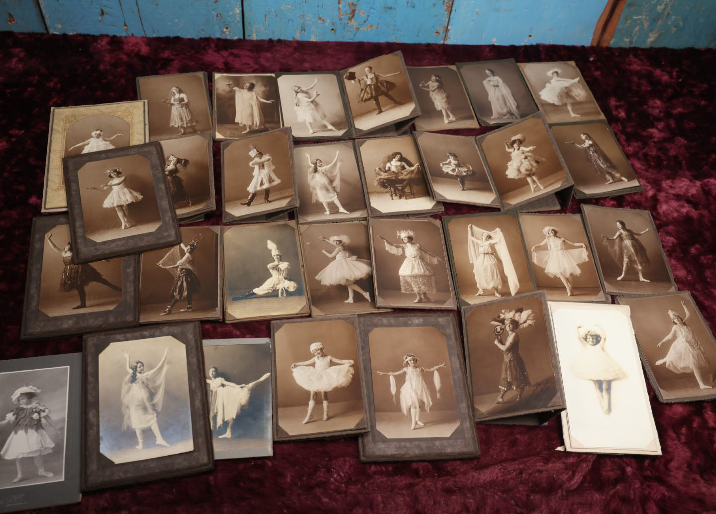 Lot 065 - Important Early 20th Century Collection Of Thirty + Smaller Size Boarded And Foldered Photographs Of Costumed Women Dancers, Mostly Photographed In Manchester, New Hampshire