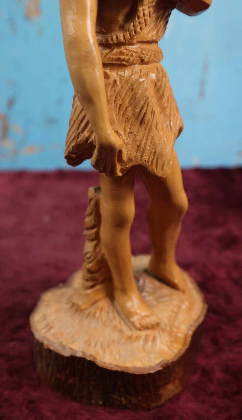 Lot 071 - Vintage Olive Wood Religious Carving Of Man With Sheep, Signed Omar Bakri, Master Wood Carver And Owner Of Omar's Souvenirs In East Jerusalem