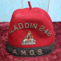 Lot 073 - Vintage A.M.O.S. Ancient Mystic Order Of Samaritans Fez With Volcano Patch, "We Never Sleep," Odd Fellows Side Degree, Aladdin 248 Lodge, Made By Lilley Co., Columbus, Ohio