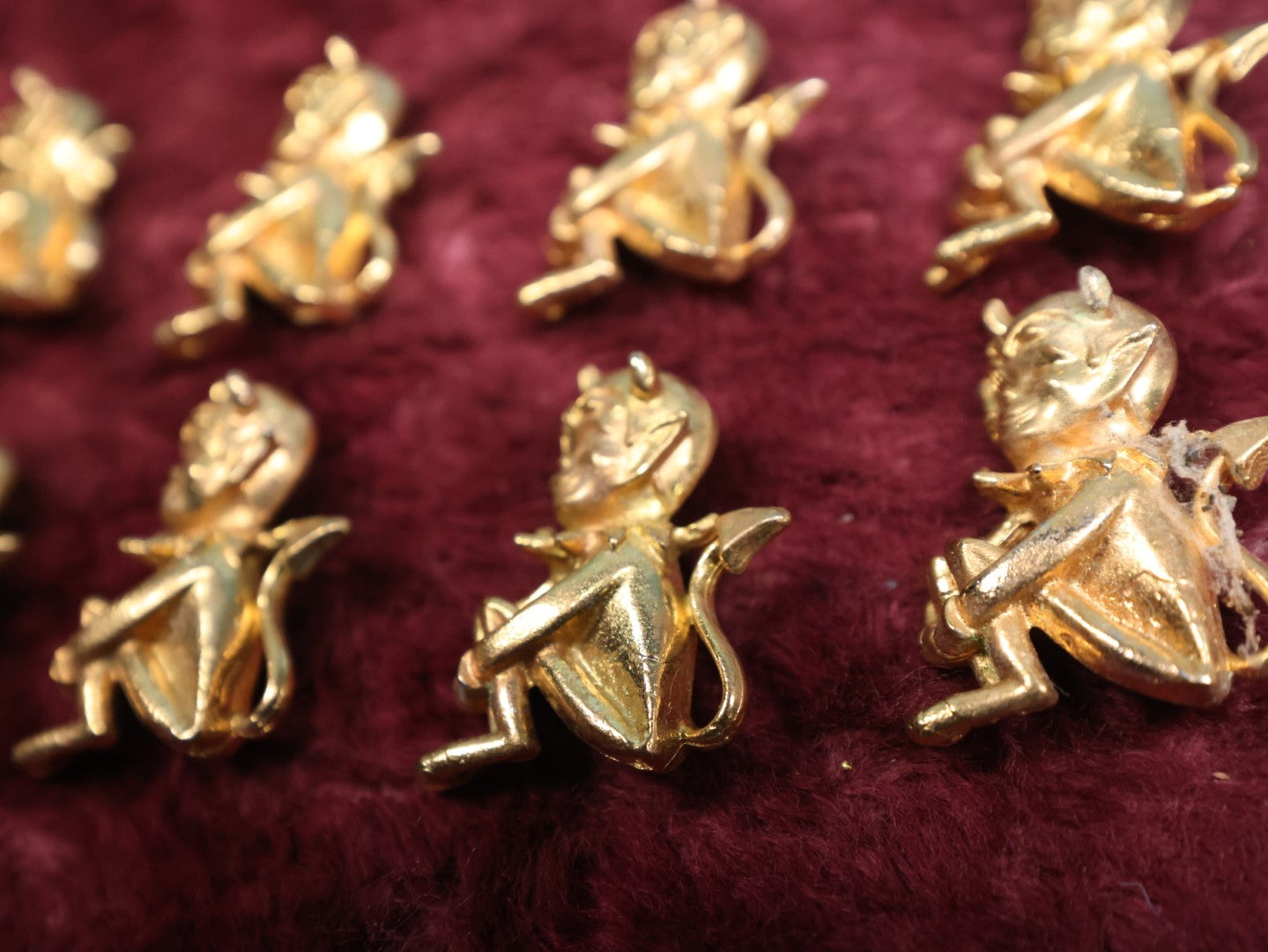 Lot 083 - Eight Vintage Brass Little Devil "Hot Stuff" Pinback Pins, Brooches Grouping (Group #4)