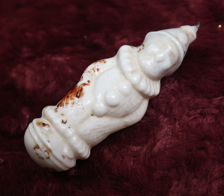 Lot 093 - Unusual Antique Milk Glass Clown, Similar To Punch Of Punch And Judy, Round Bottom Roly Poly Toy, Paint Lost