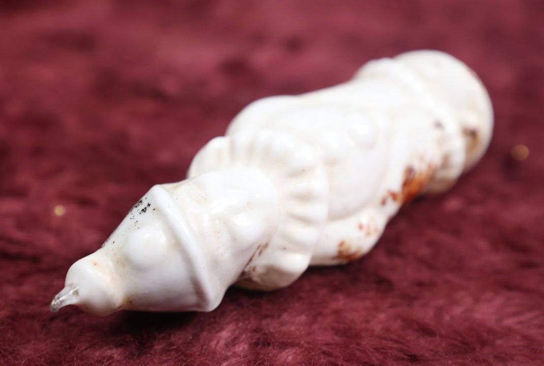 Lot 093 - Unusual Antique Milk Glass Clown, Similar To Punch Of Punch And Judy, Round Bottom Roly Poly Toy, Paint Lost