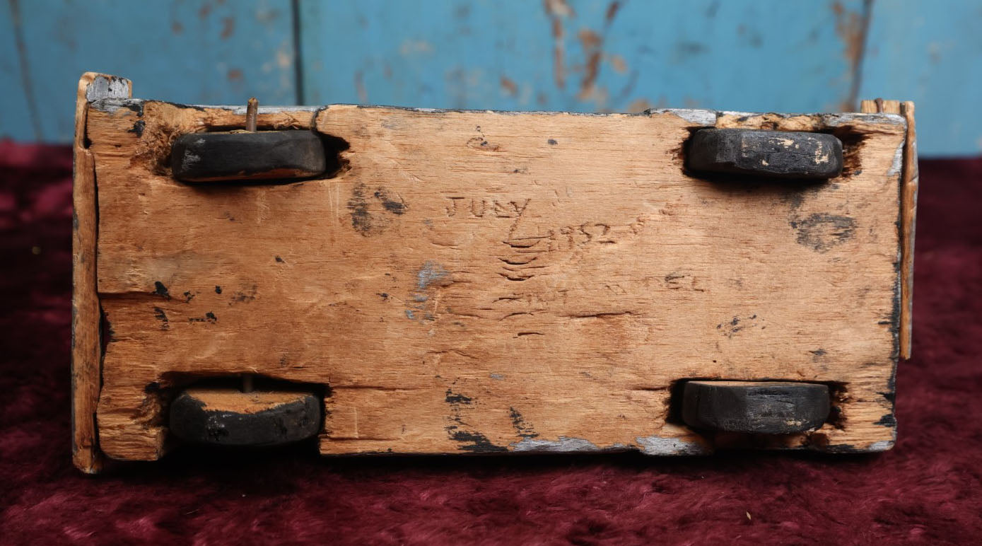 Lot 094 - Vintage 1950s Folk Art Carved Balsa Wood Car, Artist Signed, Dated 1952, Note Loss To Rear Bumper