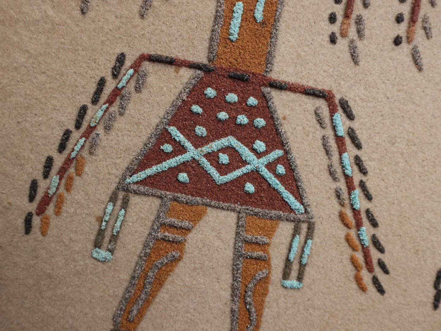 Lot 095 - Vintage Navajo Sand Painting Titled "Relater To The Earth And The Spirit," Attributed To J.Y. Watchman, Sheep Springs, New Mexico, Information On Back