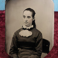 Lot 109 - Antique Tintype Photo Of Pretty Young Woman With Large Eyes, Ponytail, Approximately Full Plate
