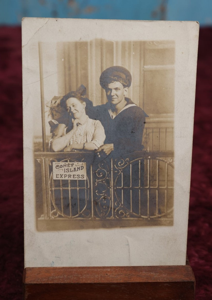 Lot 115 - Antique Coney Island Express Real Photo Postcard R.P.P.C. With Sailor And Lady