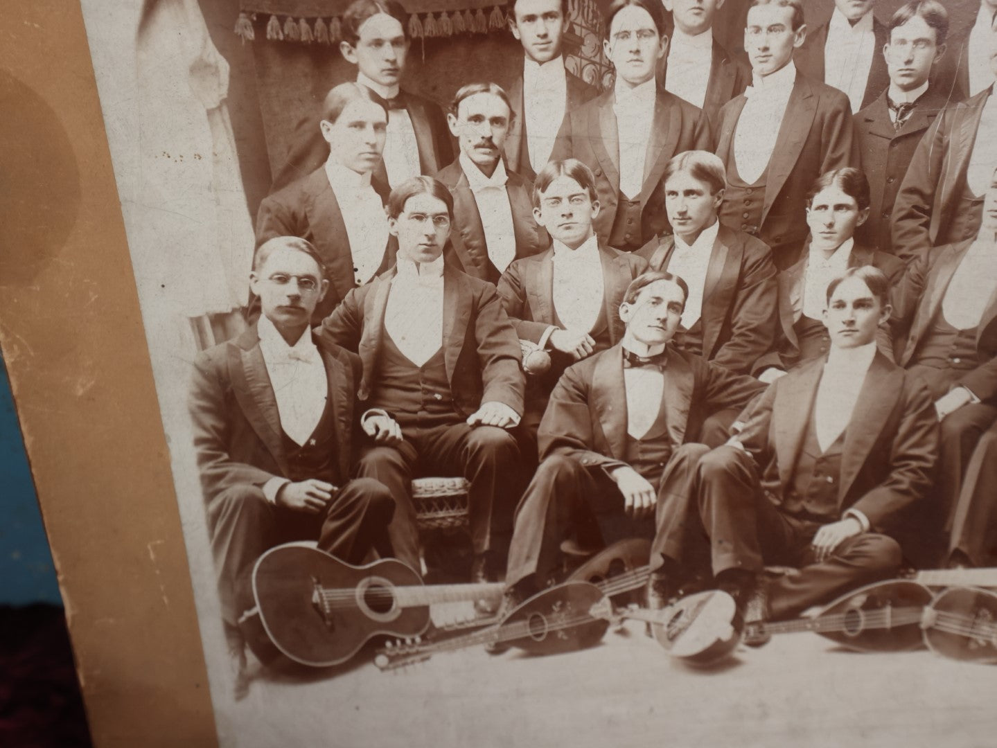 Lot 119 - Large Boarded Photograph Of Wesleyan University Glee And Mandolin Club, Photographed By Willis, Middletown, Connecticut, Note Break In Board