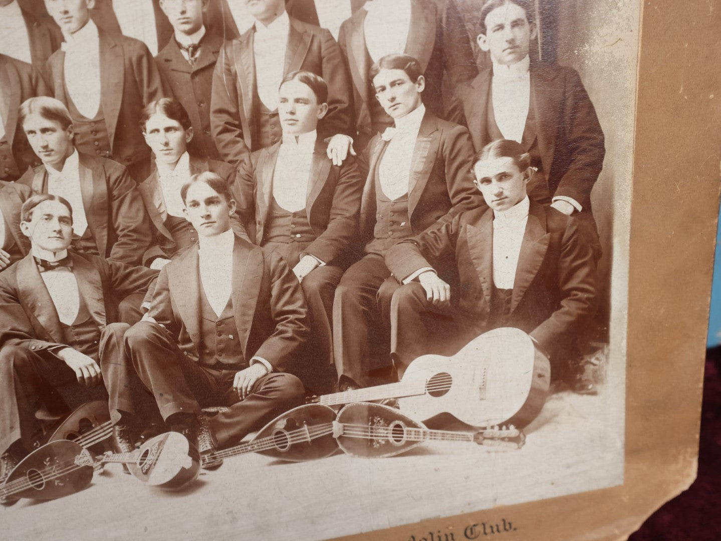 Lot 119 - Large Boarded Photograph Of Wesleyan University Glee And Mandolin Club, Photographed By Willis, Middletown, Connecticut, Note Break In Board