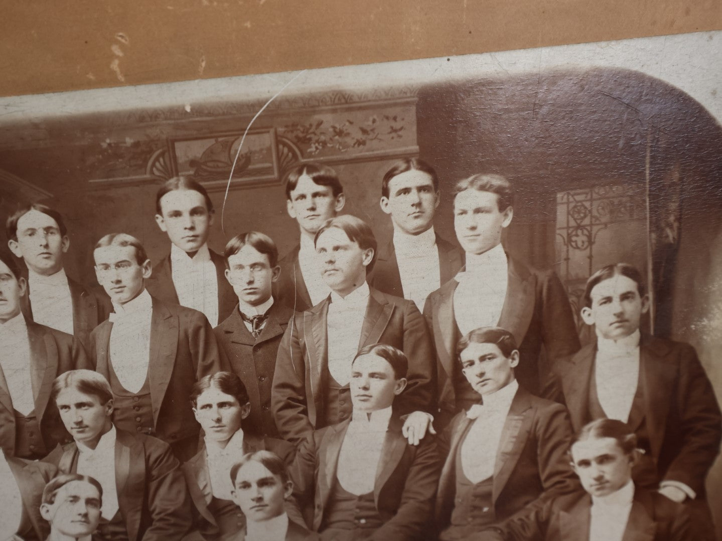 Lot 119 - Large Boarded Photograph Of Wesleyan University Glee And Mandolin Club, Photographed By Willis, Middletown, Connecticut, Note Break In Board