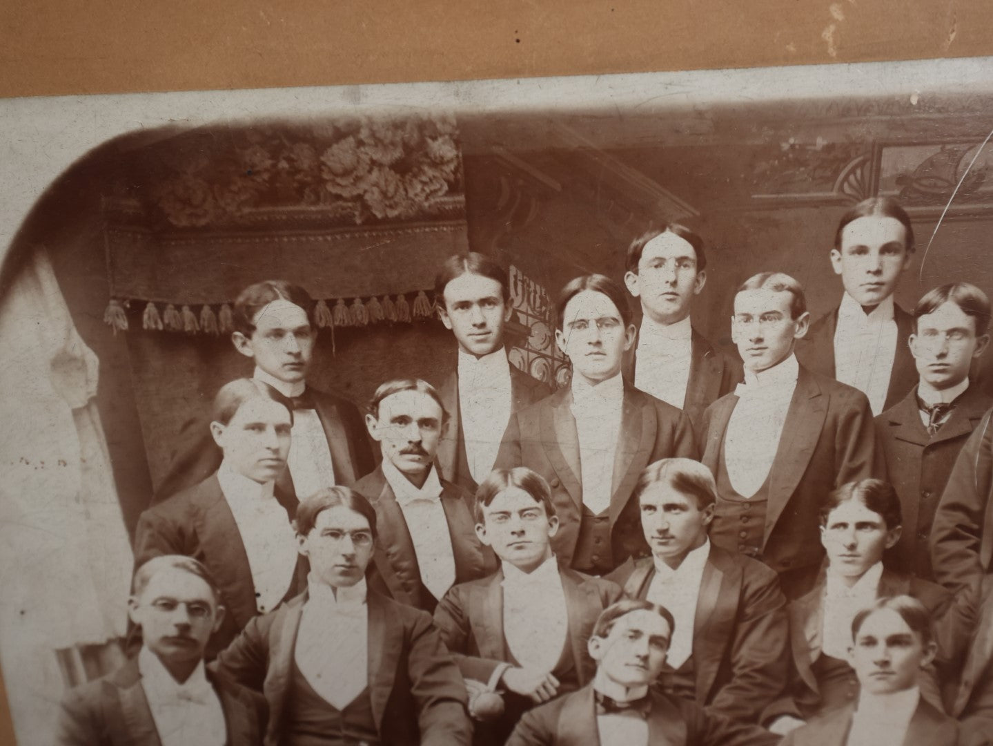 Lot 119 - Large Boarded Photograph Of Wesleyan University Glee And Mandolin Club, Photographed By Willis, Middletown, Connecticut, Note Break In Board