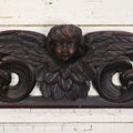 Lot 001 - Antique Salvaged Carved Wooden Furniture Fragment With Winged Cherub - 32.75" Long