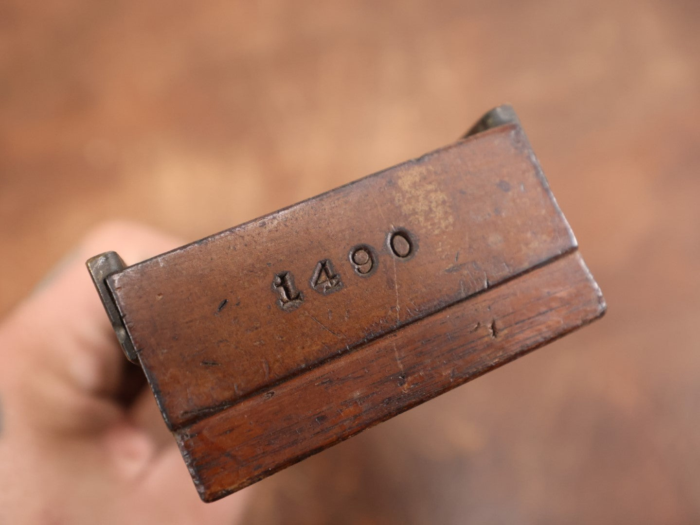 Lot 003 - Antique Early Pharmacy Apothecary 3 Gram Pill Roller Machine, Wood And Brass, Rolls Smoothly, Stamped 3G And 1490, Matching Numbers On Both Parts