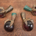 Lot 008 - Grouping Of Four Large Size Cast Iron And Glass Ball And Claw Furniture Feet With Purple Glass Balls
