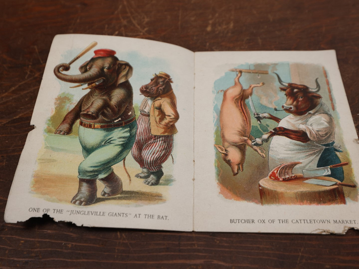 Lot 176 - "The Funny Household: Comic Animal Stories" Antique Chromolithograph Illustrated Children's Book With Images Of Anthropomorphic Animals, Mcloughlin Bros, Note Wear, Damage