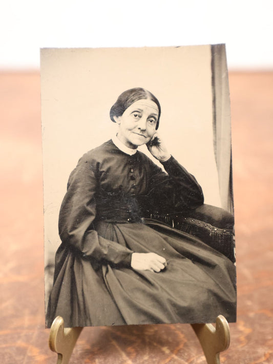 Lot 180 - Single Tintype Photo, Old Woman With Friendly Smile