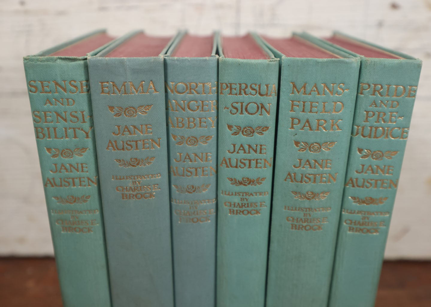 Lot 190 - Complete Six Volume Jane Austen Book Set, 1950s Reprint, With Color Plates, Including Sense And Sensibility, Pride And Prejudice, And More