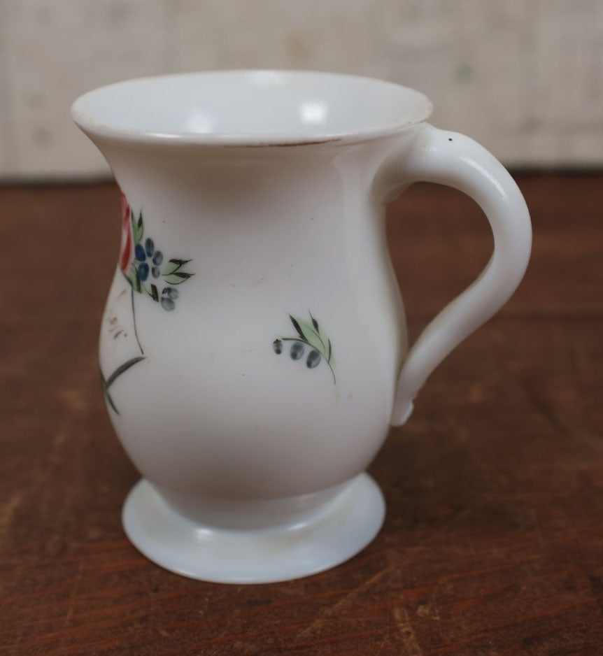 Lot 192 - Antique Hand Blown, Hand Painted "Remember Me" Handled Mug Of Vase With Pontil Mark