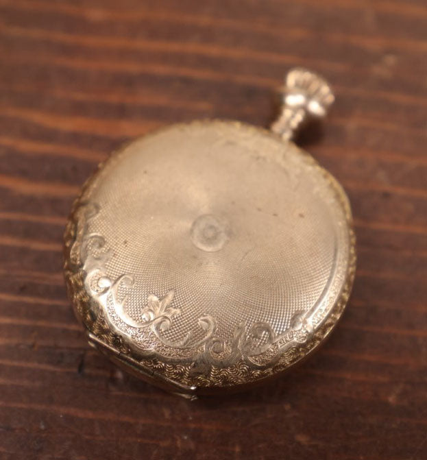 Lot 020 - Antique Pocket Watch Case With Braided Dark Brown Hair Memento Keepsake, Monogram On Cover