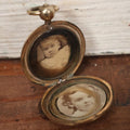 Lot 021 - Antique Pocket Watch Case With Two Photos Of Children And Blonde Hair Memento Keepsakes, Blonde Hair, Note Can Be Difficult To Open
