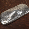 Lot 025 - Vintage Ornate Silver-Toned Etched Engraved Metal Glasses Case With Monogram, Not Sterling