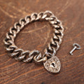 Lot 026 - Antique Etched Chain Bracelet With Miniature Padlock And Key, Working Condition, Marked G.