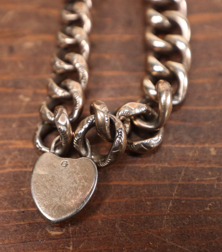 Lot 026 - Antique Etched Chain Bracelet With Miniature Padlock And Key, Working Condition, Marked G.