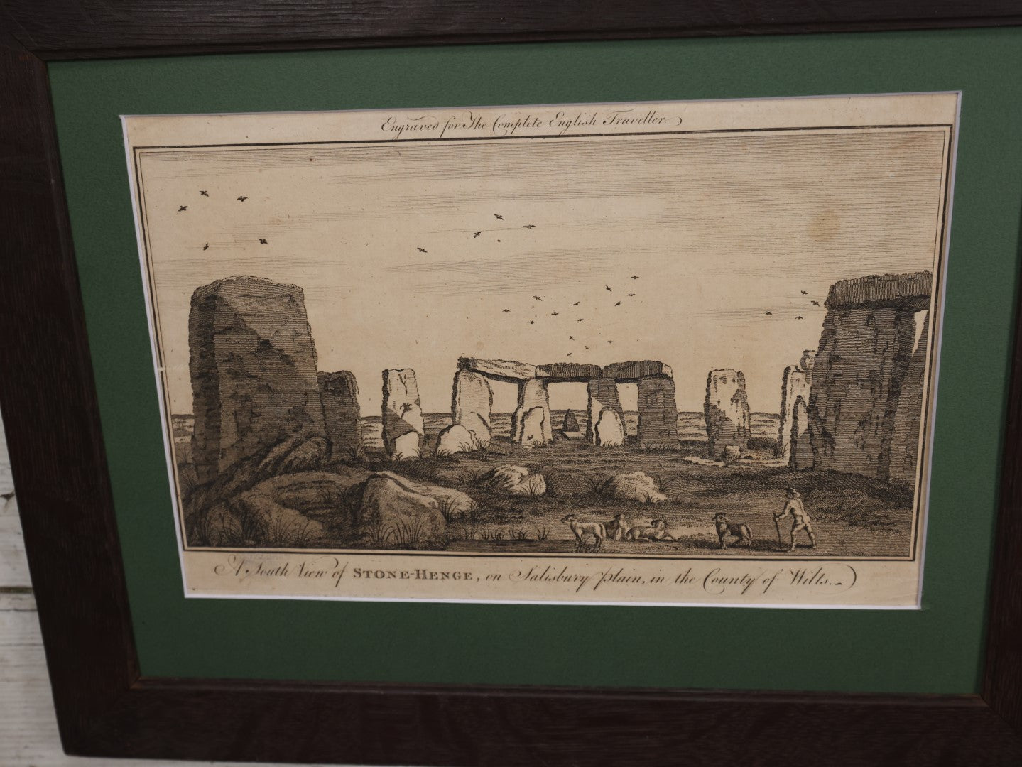 Lot 032 - Antique Framed Engraving Print, "A South View Of Stonehenge, On Salisbury Plain, In The County Of Wilts," Engraved For The Complete English Traveller, No Glass In Frame