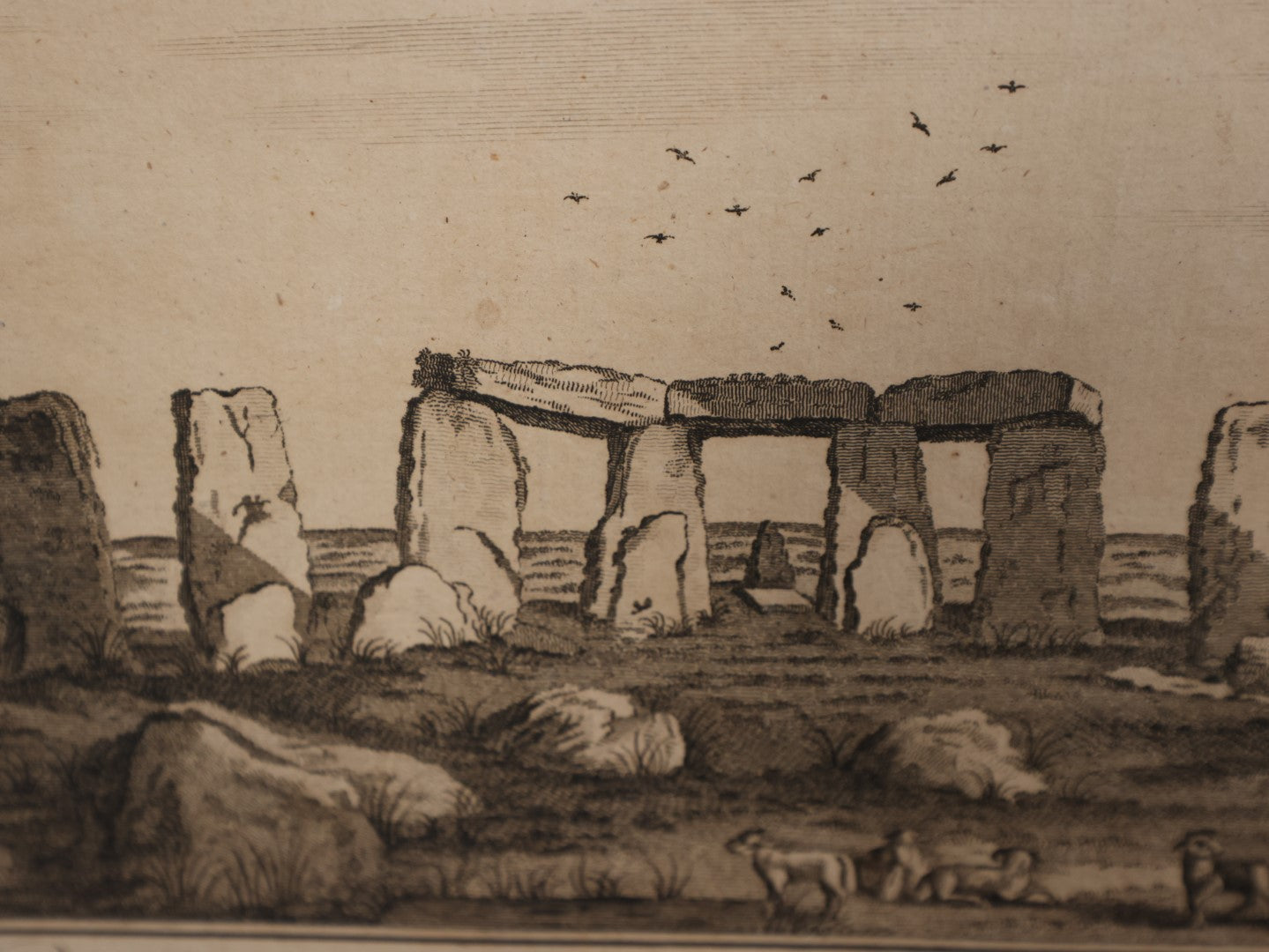 Lot 032 - Antique Framed Engraving Print, "A South View Of Stonehenge, On Salisbury Plain, In The County Of Wilts," Engraved For The Complete English Traveller, No Glass In Frame