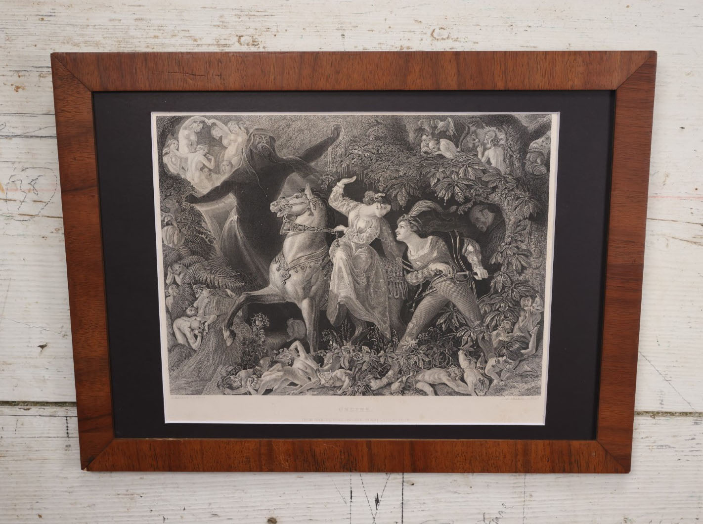 Lot 033 - Antique Framed Engraving Print, "Undine, From The Picture In The Royal Collection," Depicting Spirits, Nymphs, By Charles William Sharpe After Daniel Maclise, No Glass In Frame