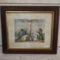 Lot 035 - Antique Hand Colored Lithograph Depicting The 12th Station Of The Cross, "Jesus Dies On The Cross," In Original Frame, French Print