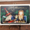Lot 050 - Antique Embossed Nash Halloween Postcard, Witch Looking In Mirror, Holding Candle, Full Color, "Halloween Wishes," Marked H-24, No Writing