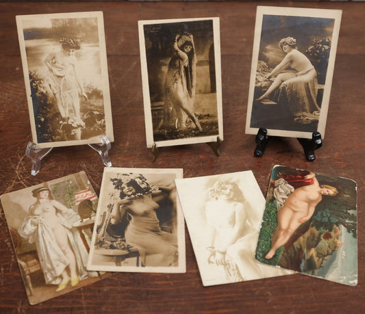 Lot 052 - Grouping Of Seven Antique Nude Woman Risque Postcards, Mostly Photos, French And European, Circa 1910-1920