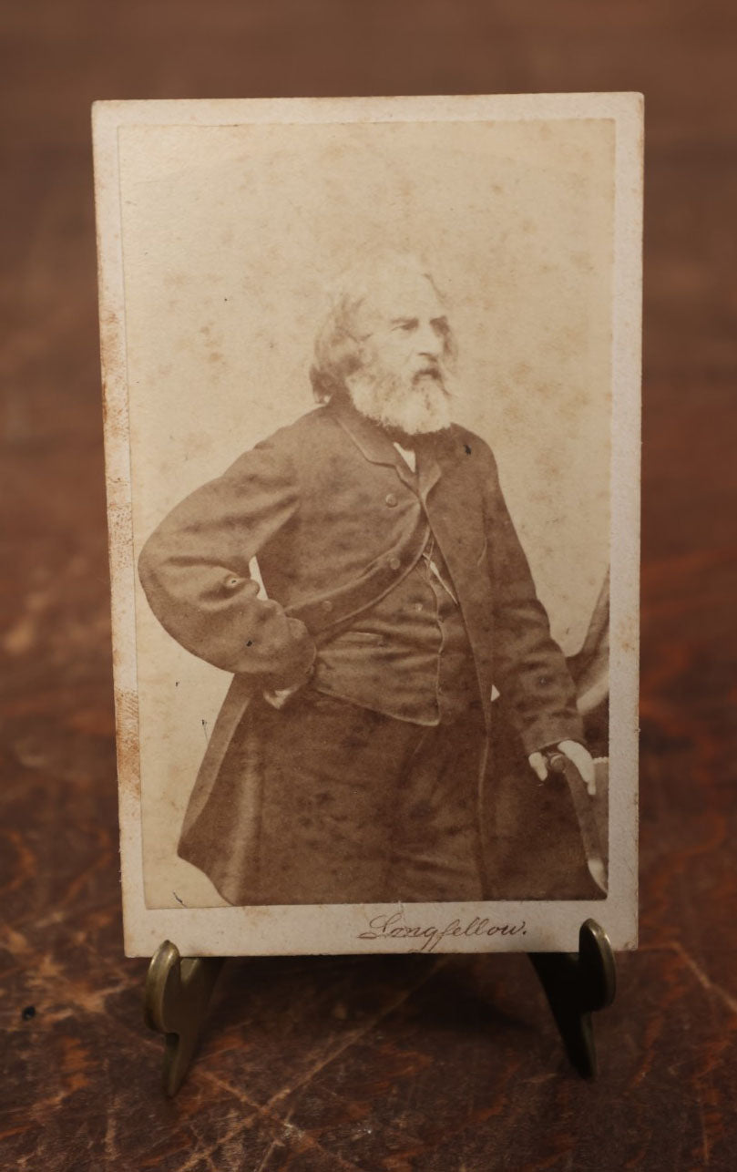 Lot 055 - Antique Carte De Visite C.D.V. Photograph Of Henry Wadsworth Longfellow, By Warren Photographer, Cambridgeport, Massachusetts